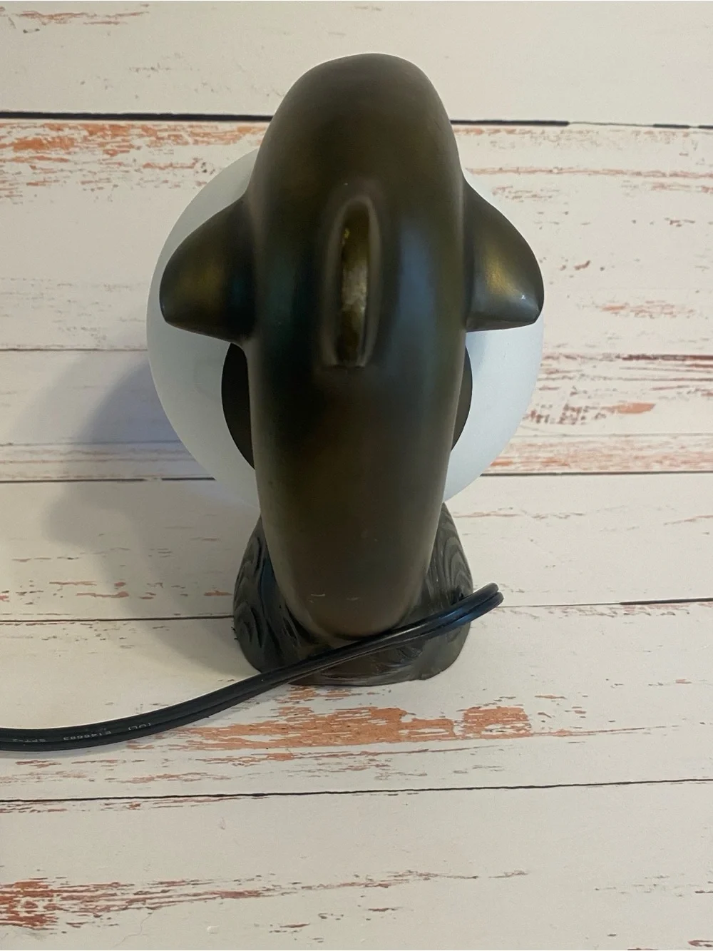 Dolphin TV Lamp in Bronze with White Globe